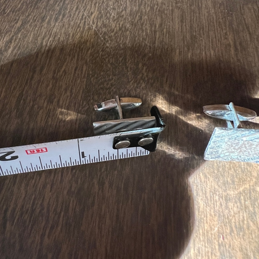 Silver Cuff Links Rectangle Shaped Marked Sterlin… - image 2
